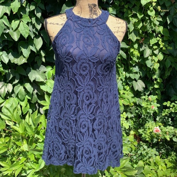 FRANCESCA'S BIRD CAGE Navy Lace Tunic/Mini Dress, S - Picture 5 of 10